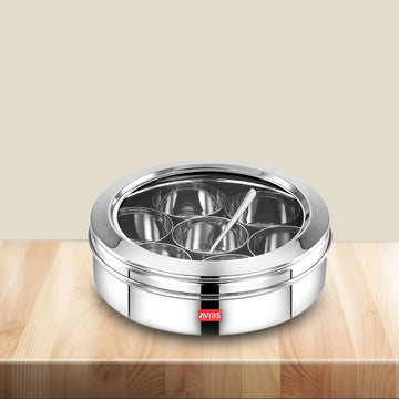 AVIAS Stainless Steel Elegant Spice box cum Organiser with See-through lid for Kitchen